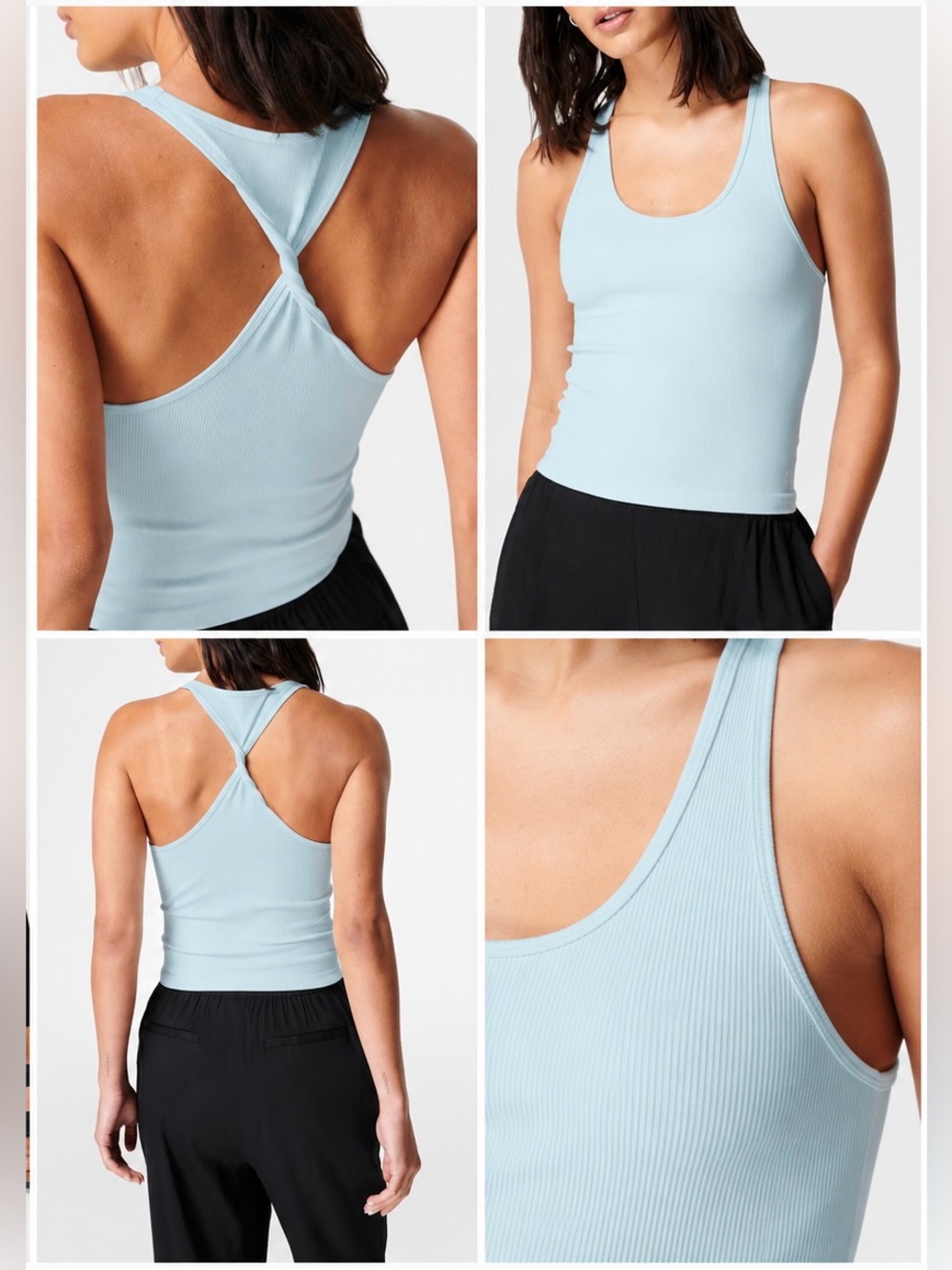 Sweaty Betty Twisted Seamless Ribbed Tank - Resort Blue NWOT